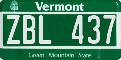 VT license plate ZBL437