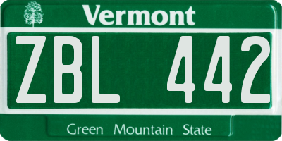 VT license plate ZBL442
