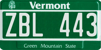 VT license plate ZBL443