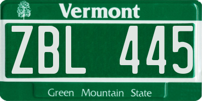 VT license plate ZBL445