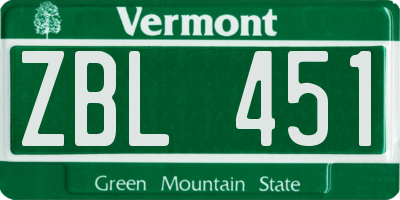 VT license plate ZBL451