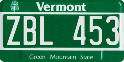 VT license plate ZBL453
