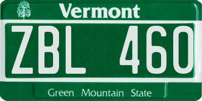 VT license plate ZBL460