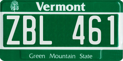VT license plate ZBL461