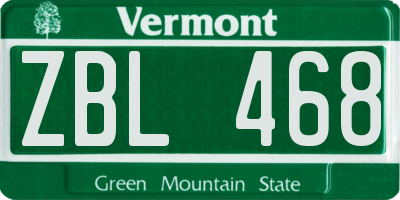 VT license plate ZBL468
