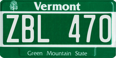 VT license plate ZBL470