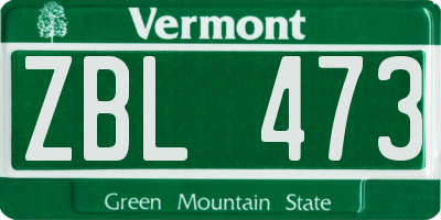 VT license plate ZBL473