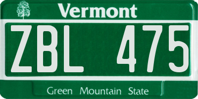 VT license plate ZBL475