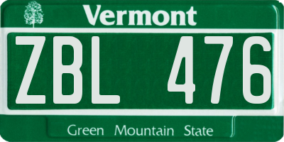 VT license plate ZBL476