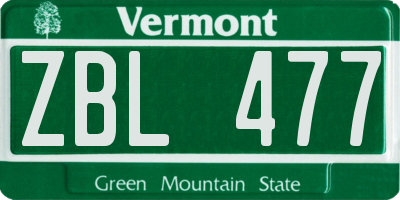 VT license plate ZBL477