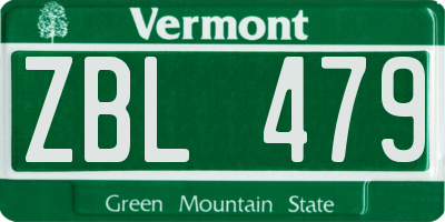 VT license plate ZBL479