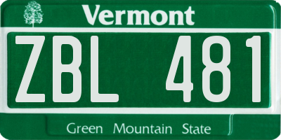 VT license plate ZBL481