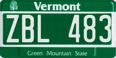 VT license plate ZBL483