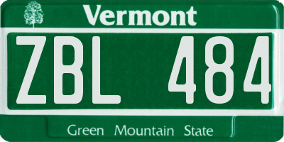 VT license plate ZBL484