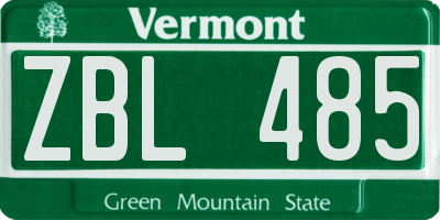 VT license plate ZBL485