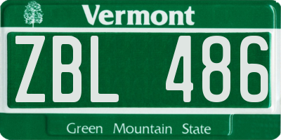 VT license plate ZBL486
