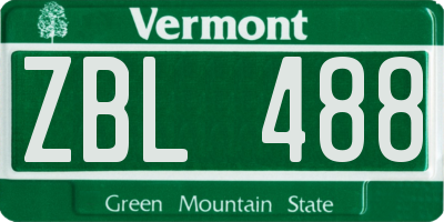VT license plate ZBL488