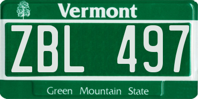 VT license plate ZBL497
