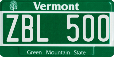 VT license plate ZBL500