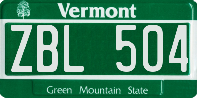 VT license plate ZBL504