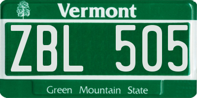 VT license plate ZBL505