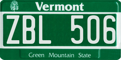 VT license plate ZBL506