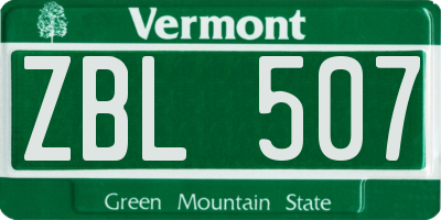 VT license plate ZBL507