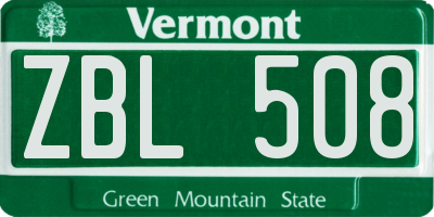 VT license plate ZBL508