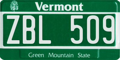 VT license plate ZBL509