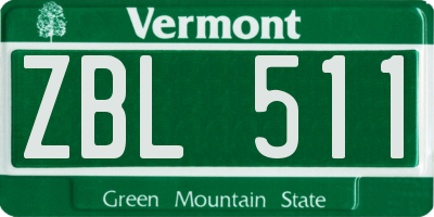VT license plate ZBL511