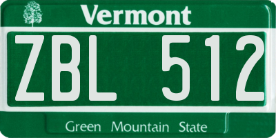 VT license plate ZBL512