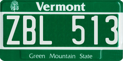 VT license plate ZBL513