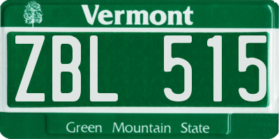 VT license plate ZBL515