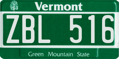 VT license plate ZBL516