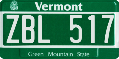 VT license plate ZBL517