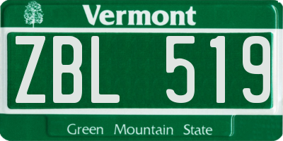 VT license plate ZBL519