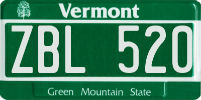 VT license plate ZBL520