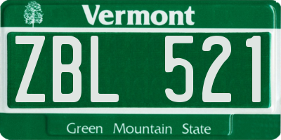 VT license plate ZBL521