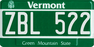 VT license plate ZBL522