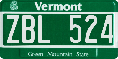 VT license plate ZBL524