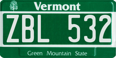 VT license plate ZBL532