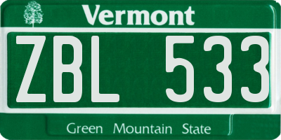 VT license plate ZBL533