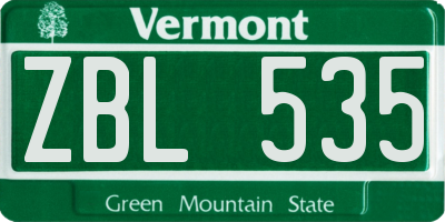VT license plate ZBL535