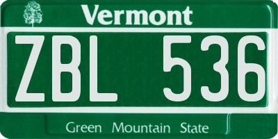 VT license plate ZBL536