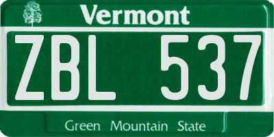 VT license plate ZBL537