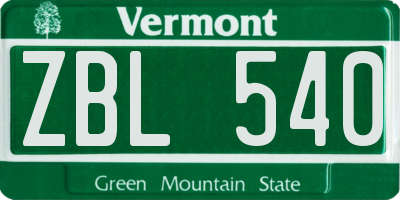 VT license plate ZBL540