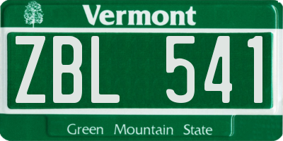 VT license plate ZBL541