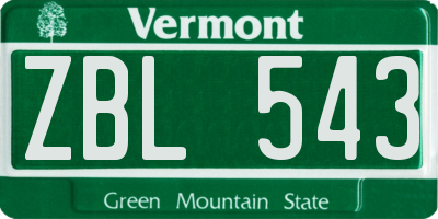 VT license plate ZBL543