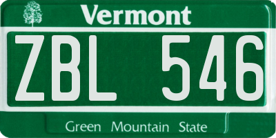 VT license plate ZBL546