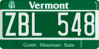 VT license plate ZBL548